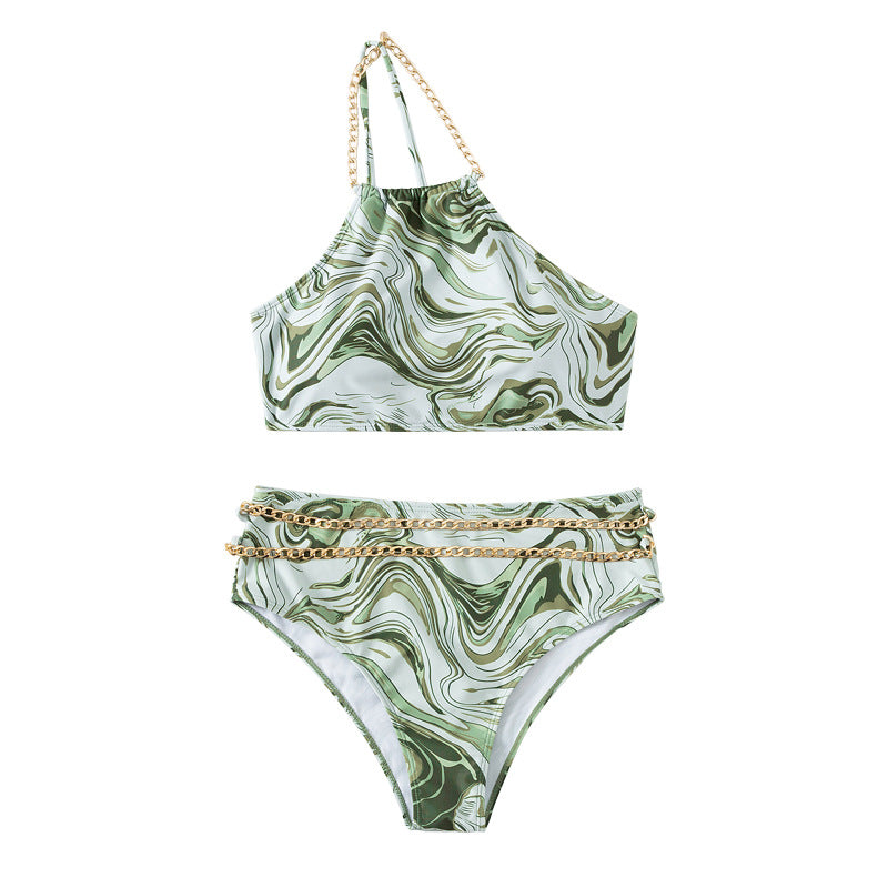 Trajes de baño de poliéster de un solo hombro de talle alto al por mayor