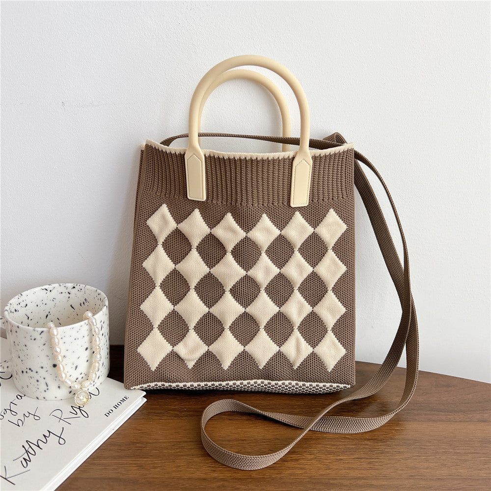 Bolsas de punto de punto bicolor de poliéster al por mayor