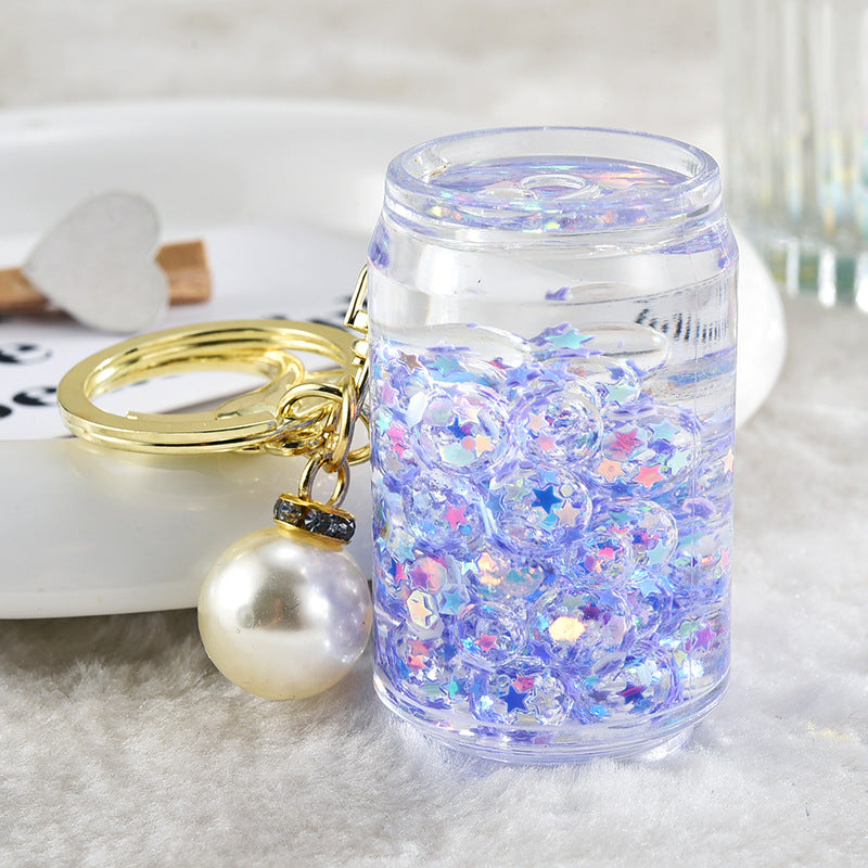 Llavero creativo de latas de botellas flotantes de arenas movedizas acrílicas al por mayor