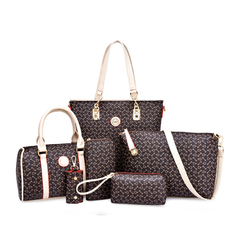 Wholesale PU Bone Pattern Printing Shoulder Bag Six-piece Set