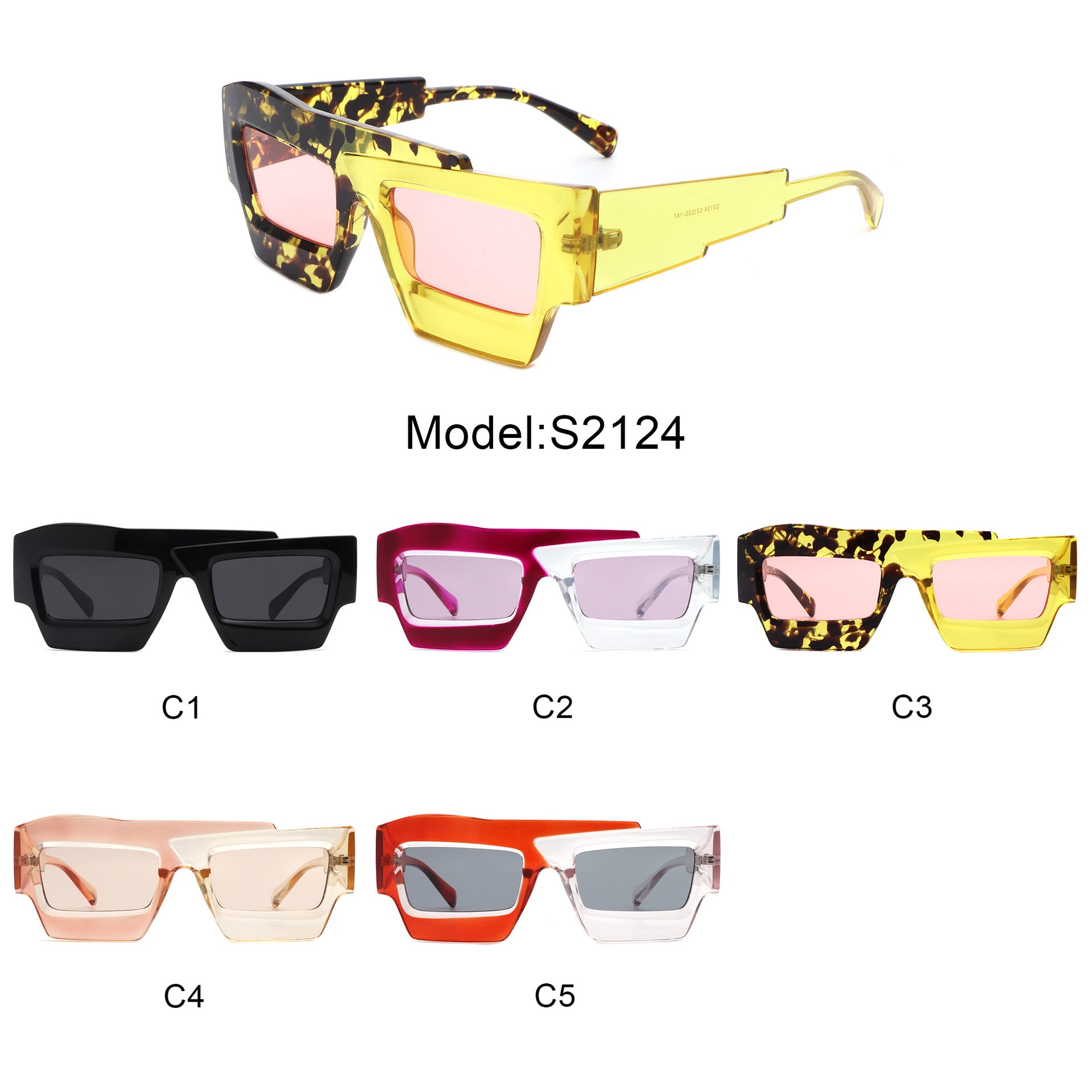Wholesale PC Large Frame Sunshade Contrast Color Sunglasses