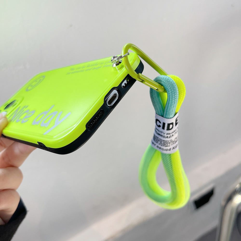 Wholesale TPU English Smiley Fluorescent Color Bracelet Soft Phone Case