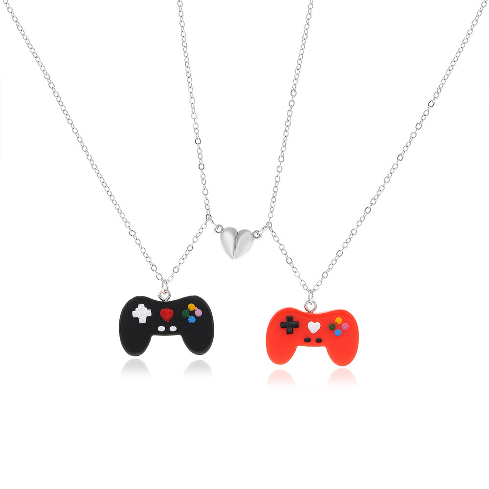 Wholesale Resin Creative Game Machine Handle Magnetic Attraction Pendant Necklace