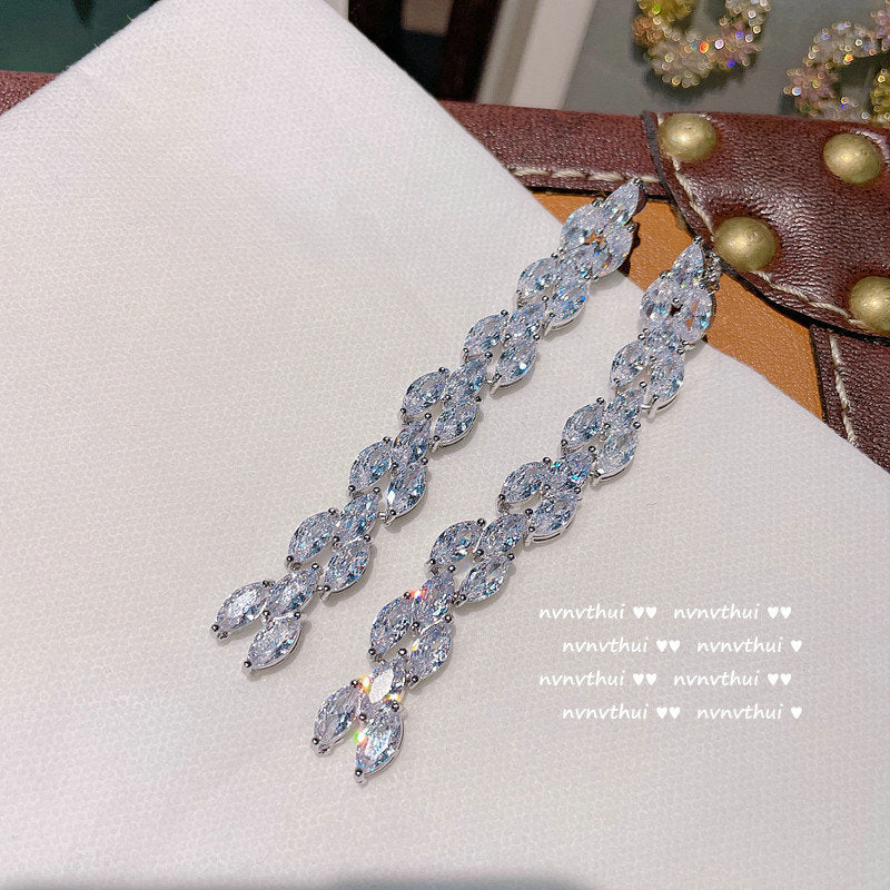 Wholesale Plated 18K Pearl Tassel Earrings Zircon