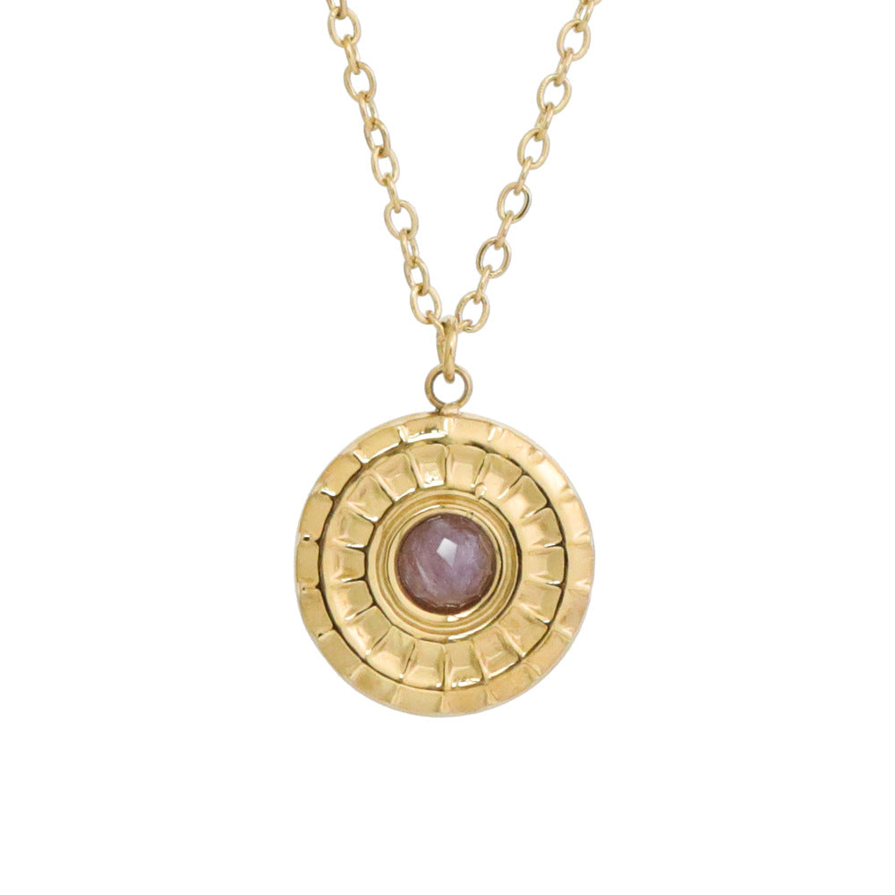 Wholesale 20PCS Natural Stone Titanium Steel Vintage Multi-layered Glitter Necklace