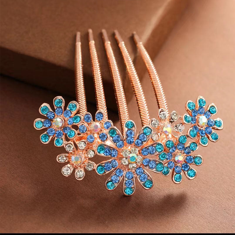 Venta al por mayor Nudo de lazo Aleación de diamantes de imitación con incrustaciones de perlas Peine para el cabello Elegante