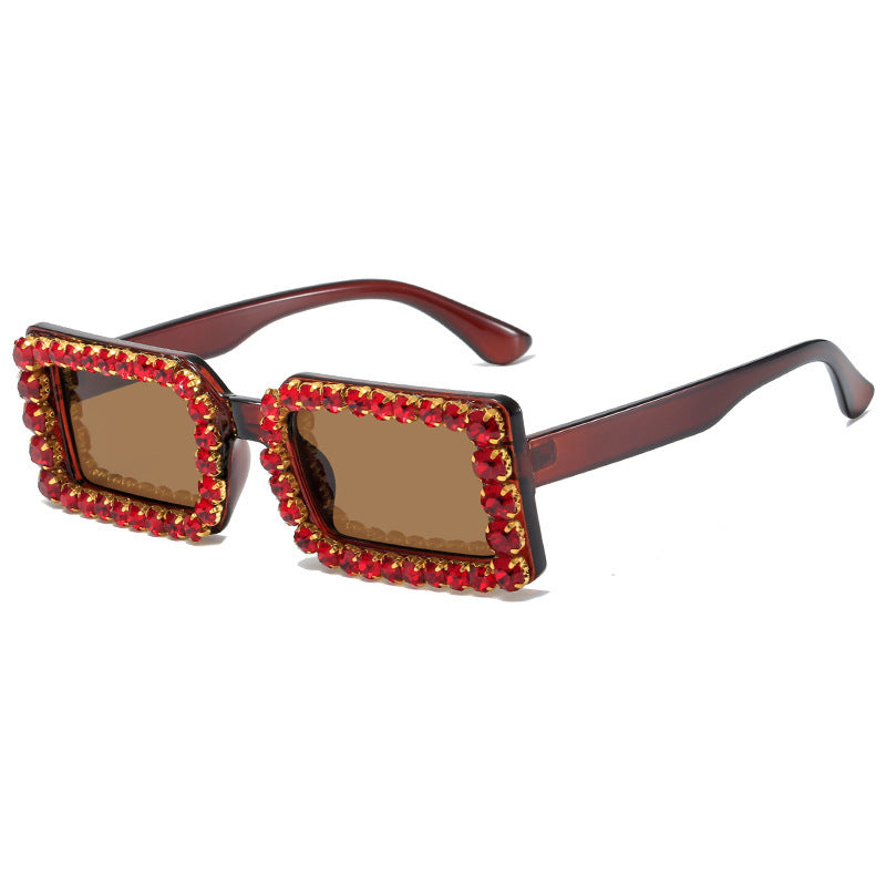 Venta al por mayor PC Gafas de sol de marco pequeño con diamantes