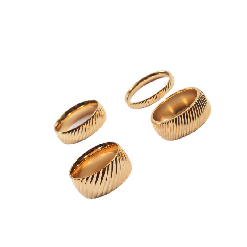 Wholesale Vintage Twist Gold Titanium Steel Rings