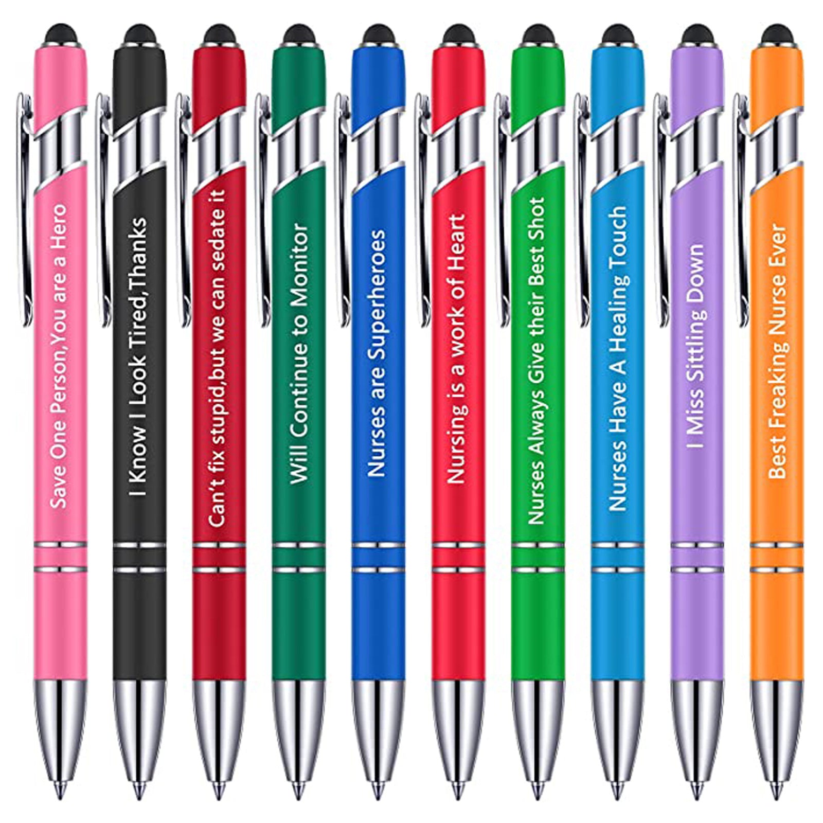 Wholesale Pens of 10 Metal Motivational Text Touch Screen Pens Per Set