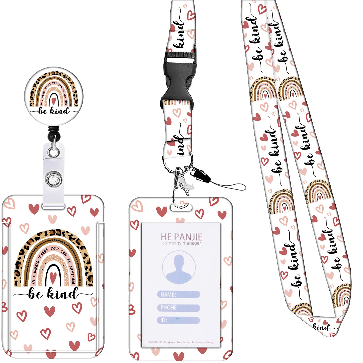 Wholesale Badge Reels ABS Rainbow Leopard Card Holder Retractable Keychain