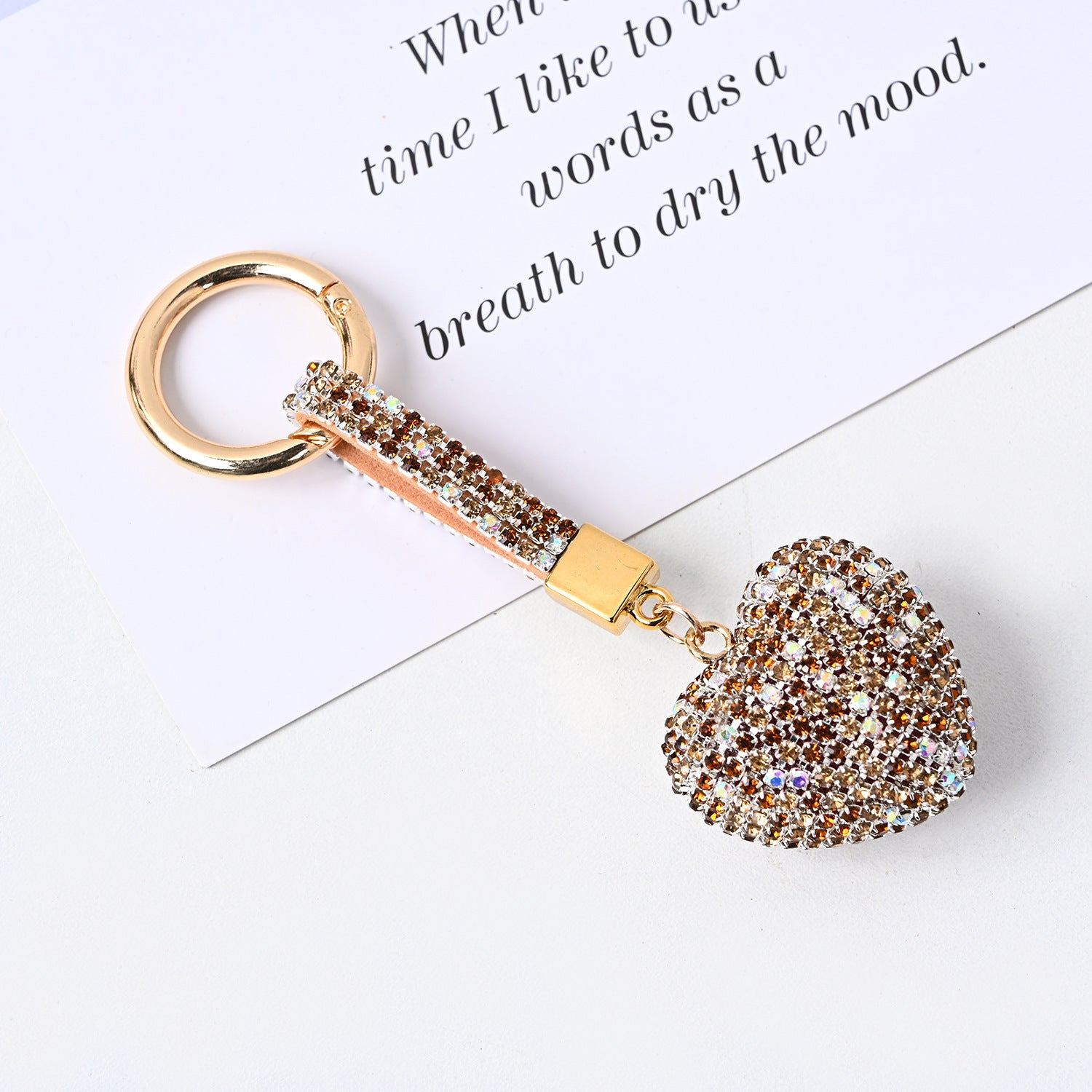 Wholesale PU Diamond Crystal Peach Heart Love Keychain
