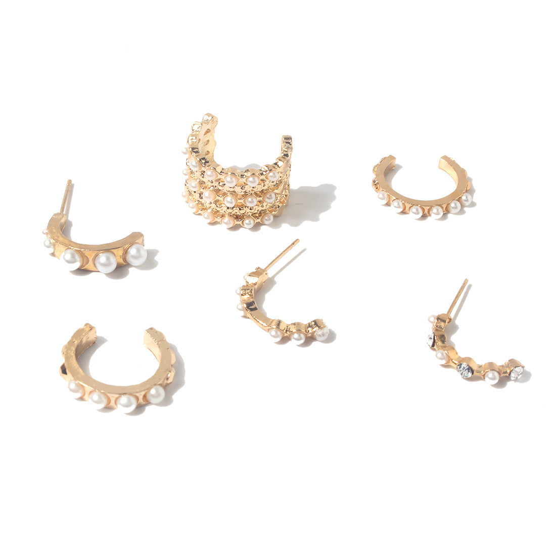 Wholesale Pearl C Ring Alloy Earrings Set