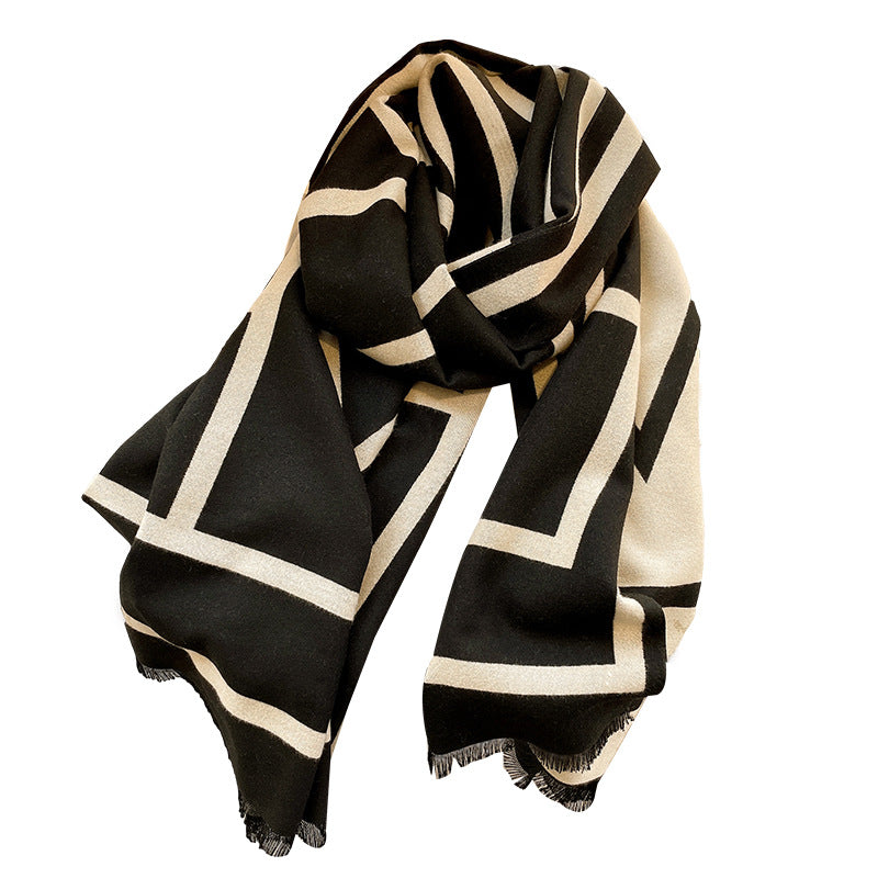 Wholesale Imitation Cashmere Double-sided Geometric Letter Thickened Warm Scarf