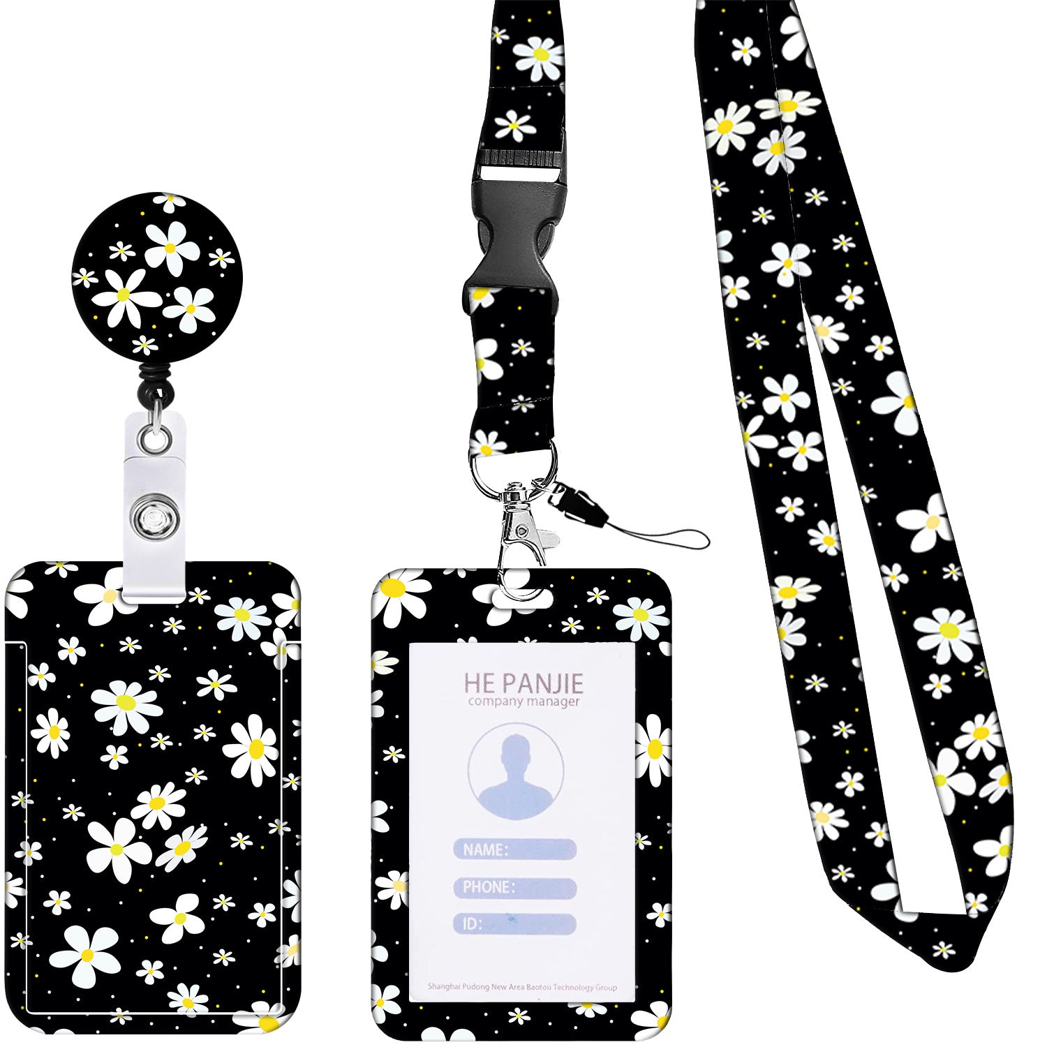 Wholesale Badge Reels Floral Cactus Leopard Starry Sky Butterfly Colorful Card Holder ABS Retractable Keychains