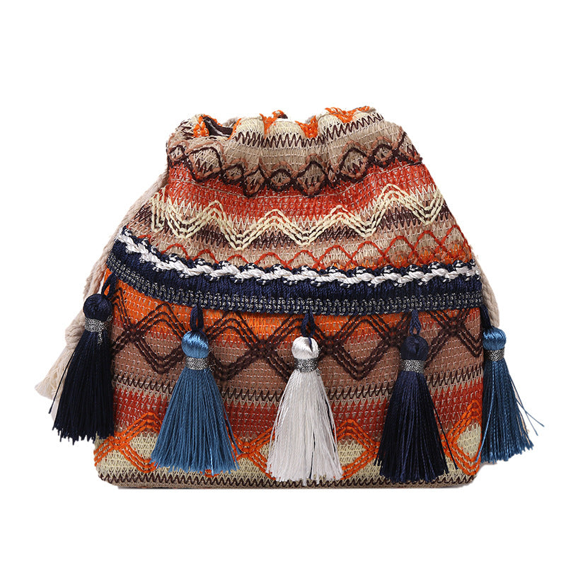 Wholesale Nylon Bohemian Colorful Tassel Shoulder Bag