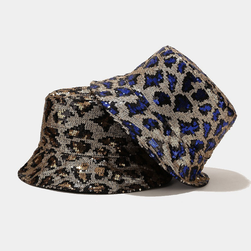 Wholesale Cotton Polyester Sequin Leopard Pattern Bucket Hat