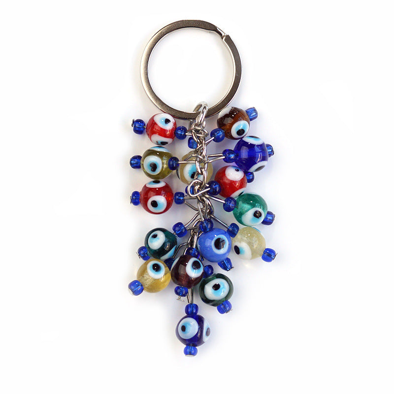 Wholesale Glass Grape Bunch Devil Eye Keychain