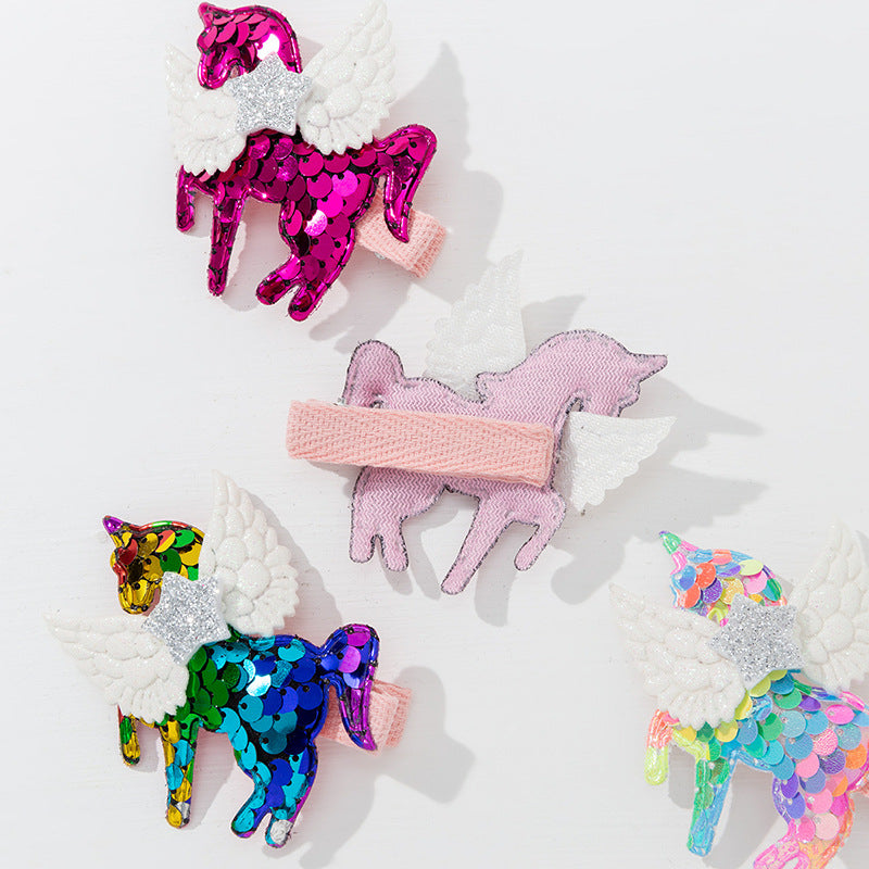 Wholesale Fabric Sequin Big Wings Children Hair Clips