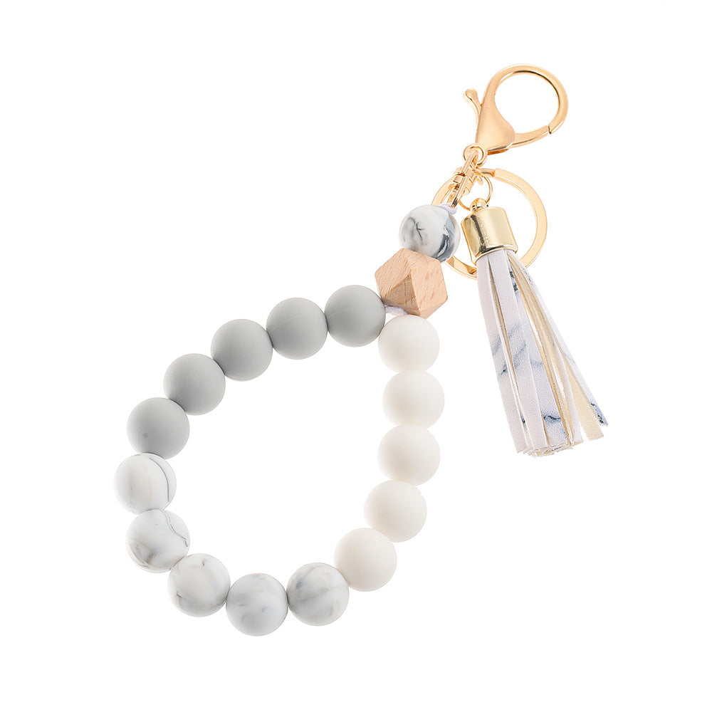 Wholesale Colorful Silicone Beaded Wrist Keychain