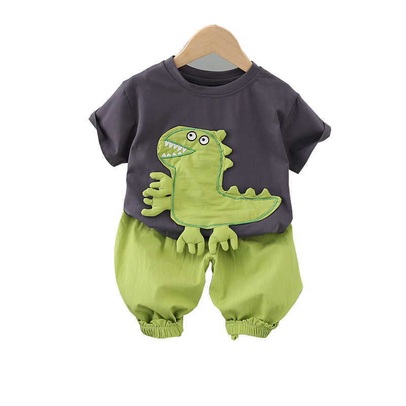 Wholesale Boys Summer Cartoon Short Sleeved Shorts Cotton Set