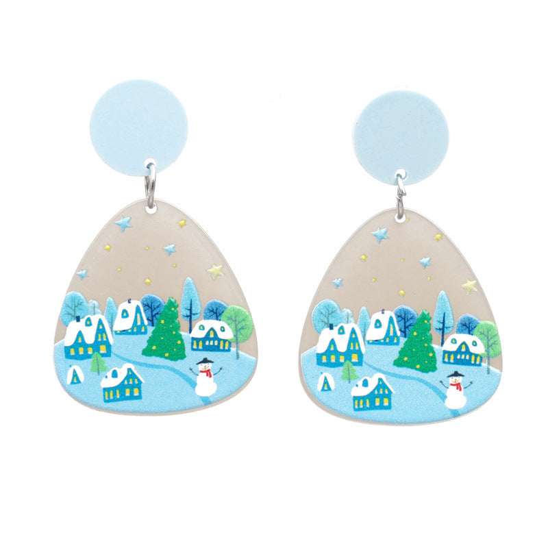 Wholesale Christmas Christmas House Acrylic Earrings