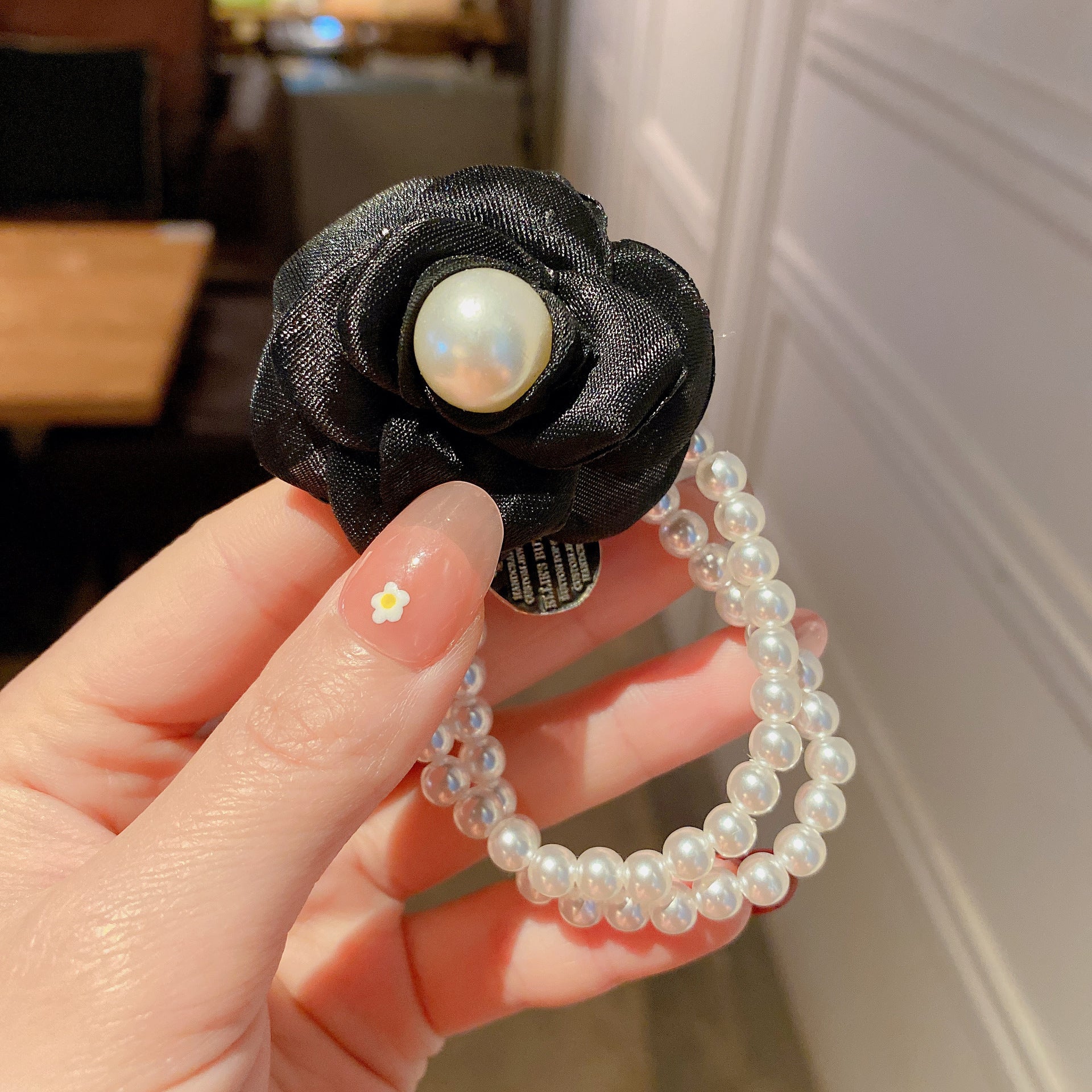 Wholesale Flower Artificial Pearl Cloth Hair Scrunchies