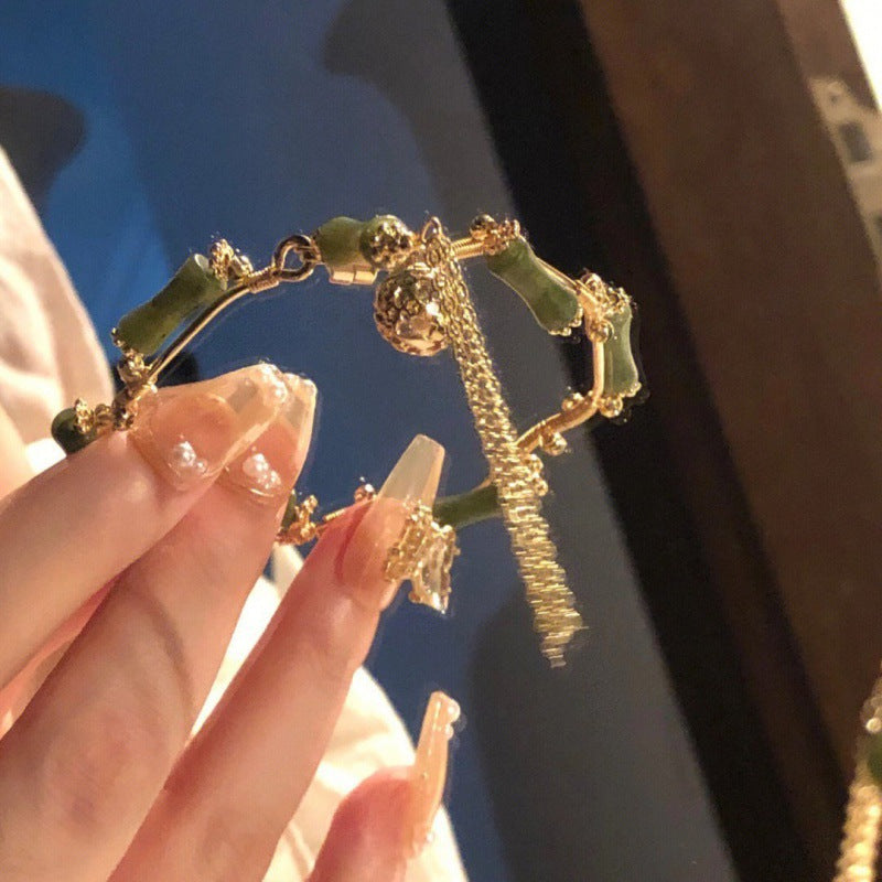 Wholesale Olive Green Bamboo Bell Alloy Bracelet