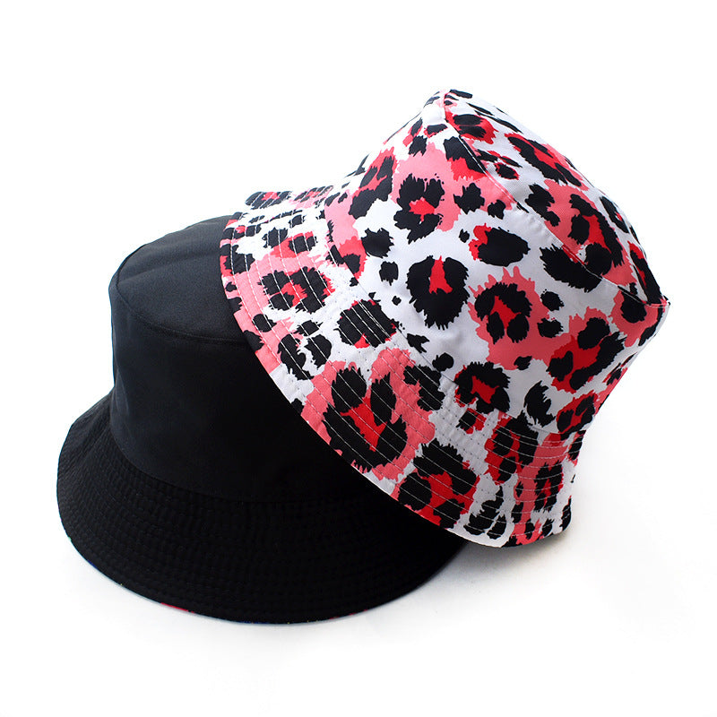 Sombrero de cubo reversible de estampado de leopardo de poliéster al por mayor