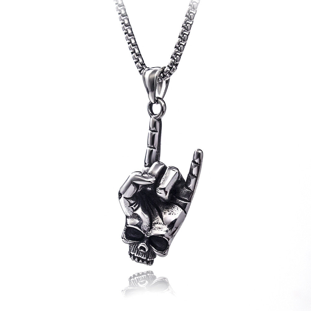 Wholesale Alloy Rock Love You Gesture Men's Pendant Necklace