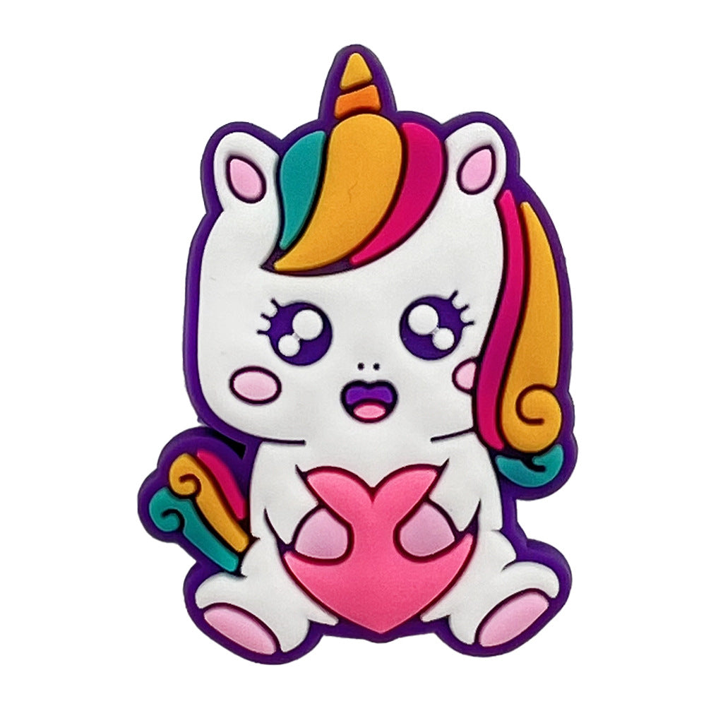 Wholesale 10PCS PVC Unicorn Clogs Ornament