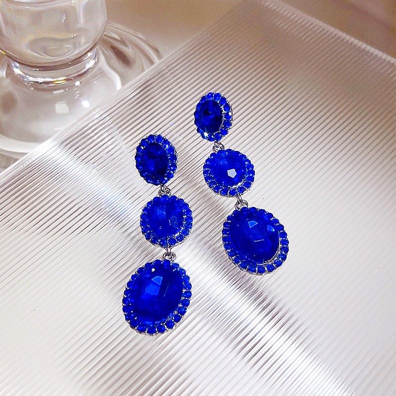 Wholesale Vintage Rhinestone Oval Exaggerated Alloy Earrings