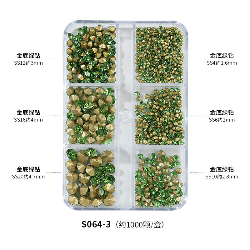 Wholesale Manicure Full Sky Star Pointed Bottom Diamond Glass 6-cell Mixed Package