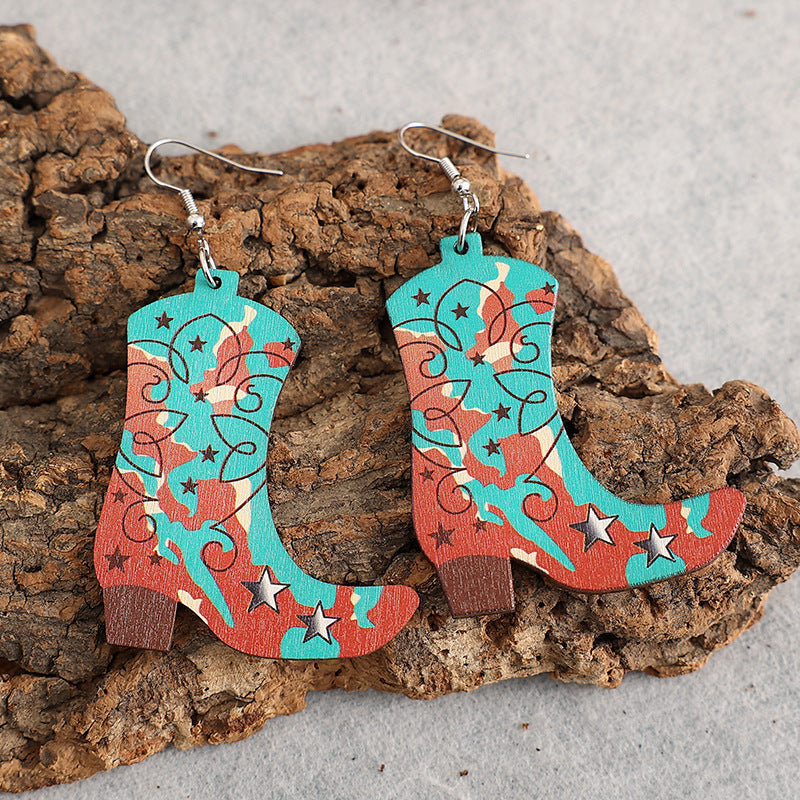 Botas de montar con textura de piel al por mayor Pendientes de cuero