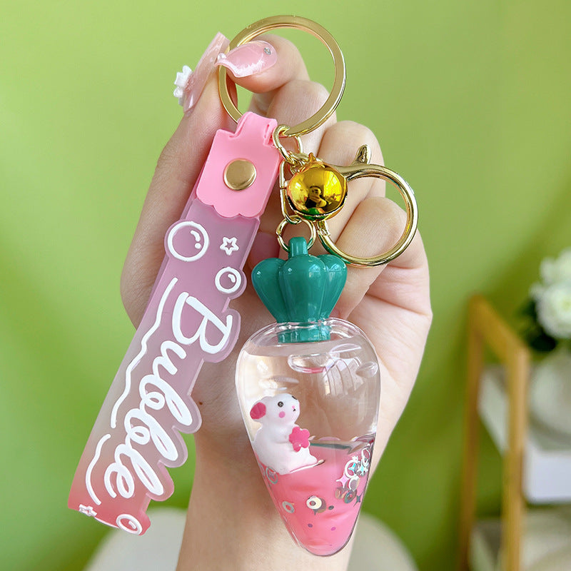 Comercio al por mayor Acrílico Aceitado Conejo Zanahoria Llavero Creativo