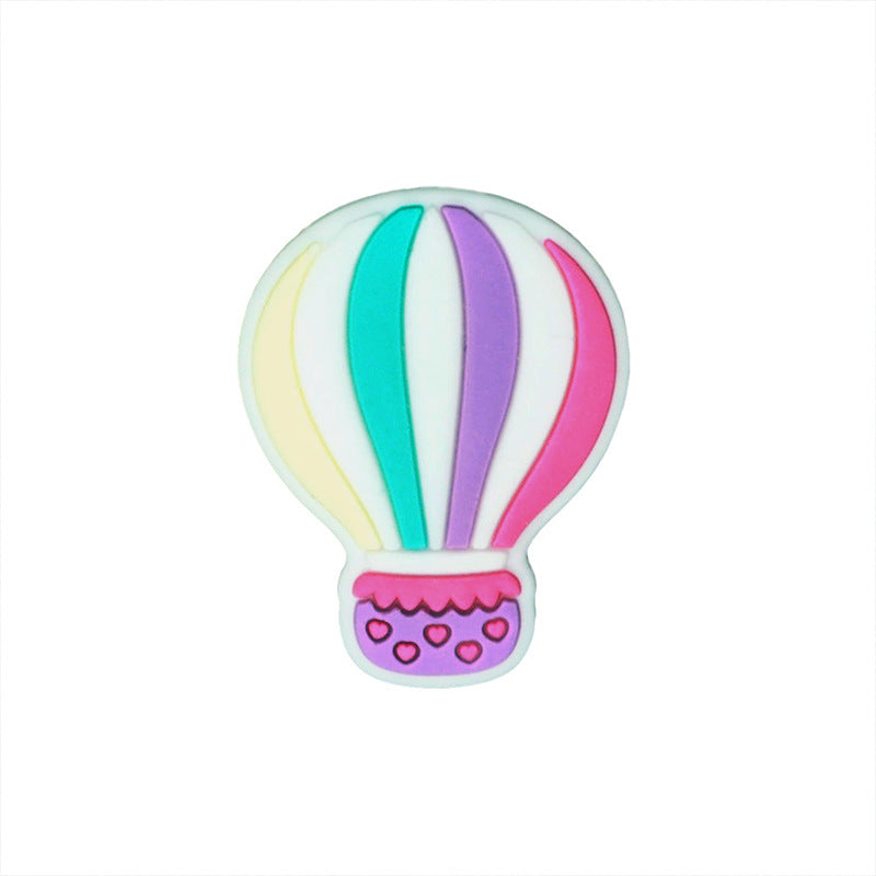 Comercio al por mayor 10PCS DIY Silicona Rainbow Globo de aire caliente Rugby Beads