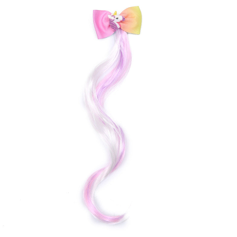 Wholesale Unicorn Bow Fabric Hair Clips