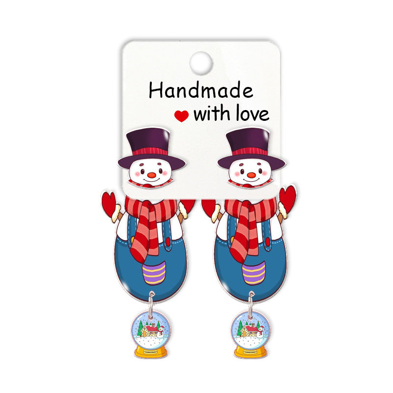Wholesale Cartoon Christmas Snowman Resin Earrings