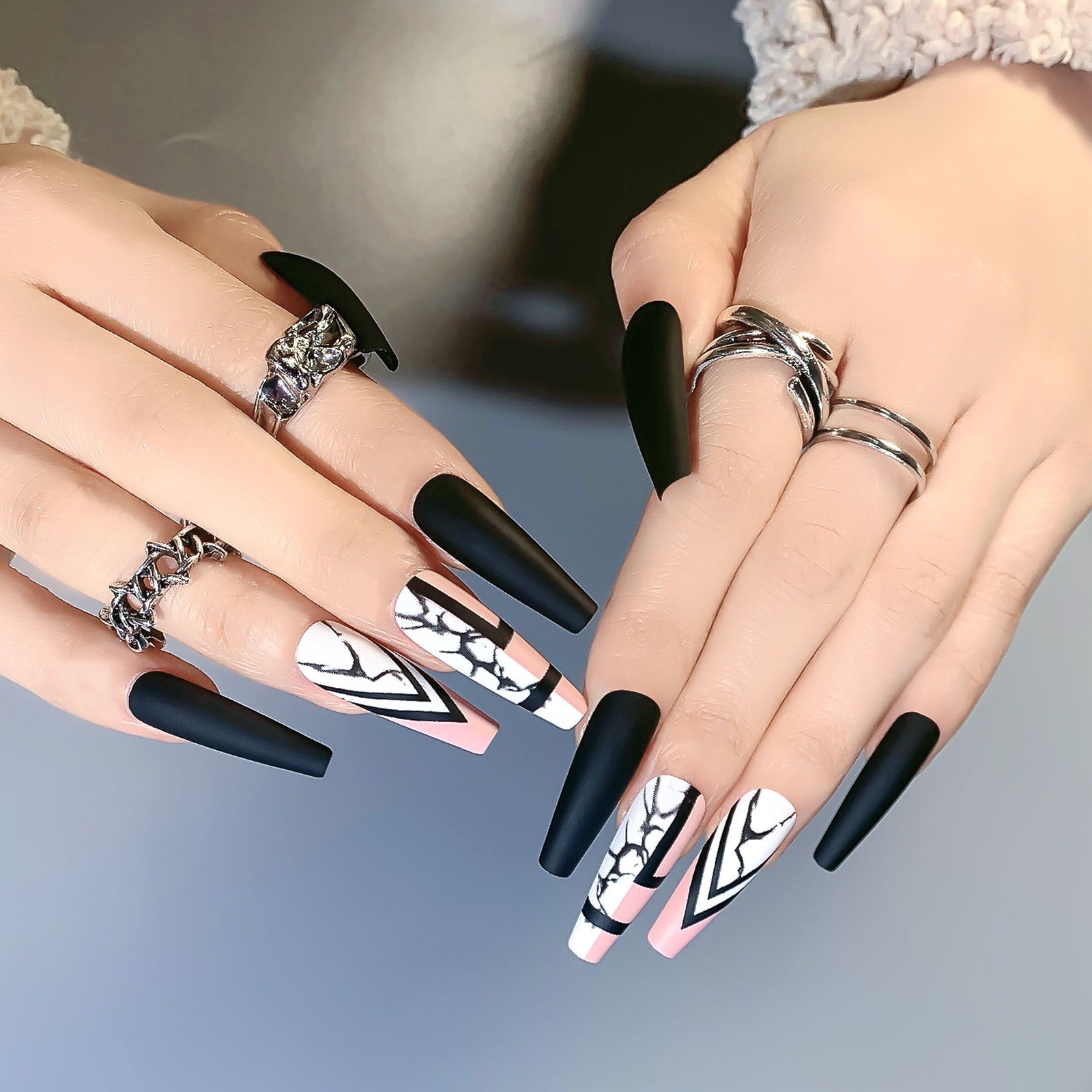 Wholesale Black and White Marble Nail Stickers