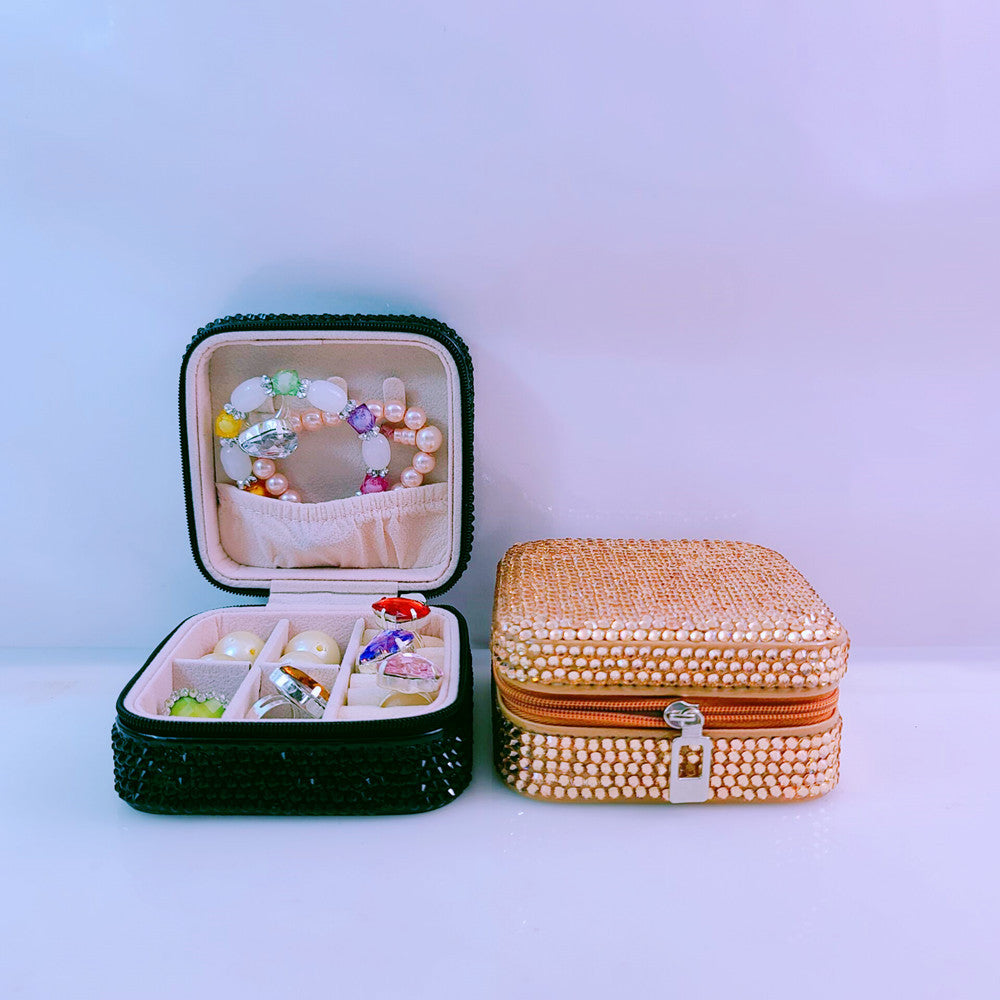 Wholesale PU Inlaid Diamond Macaron Color Jewelry Storage Box