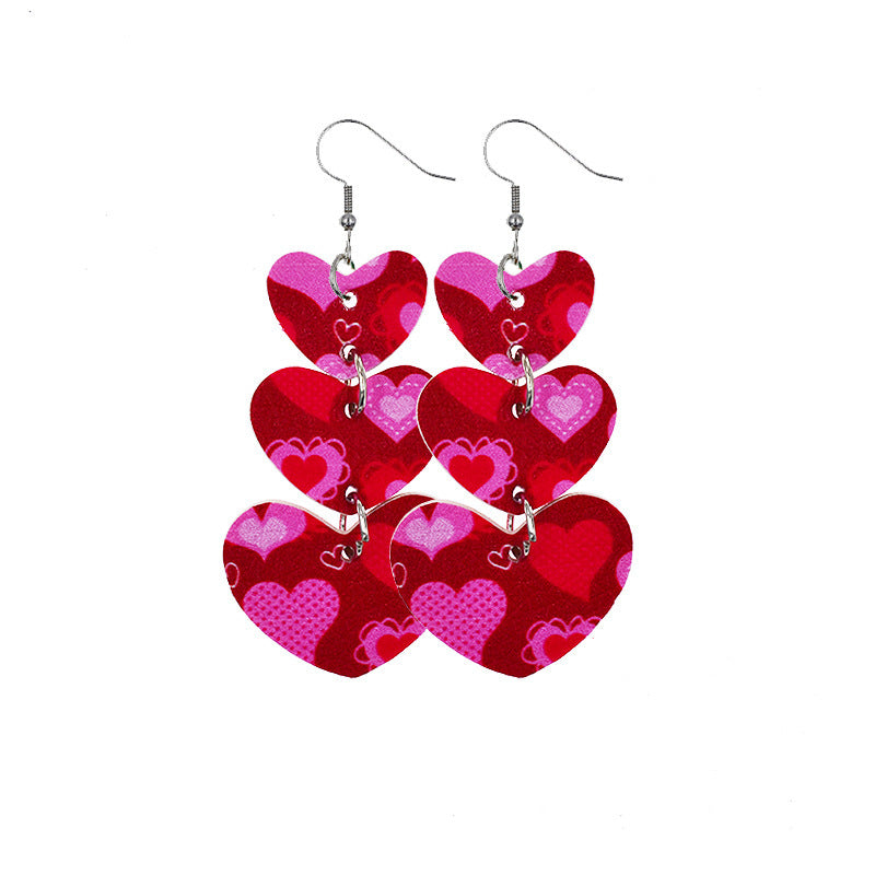 Wholesale Valentine Hearts Leather Earrings