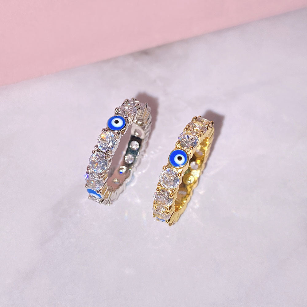 Wholesale Copper Gold Plated Micro-paved Zircon Eye Oil Drip Ring