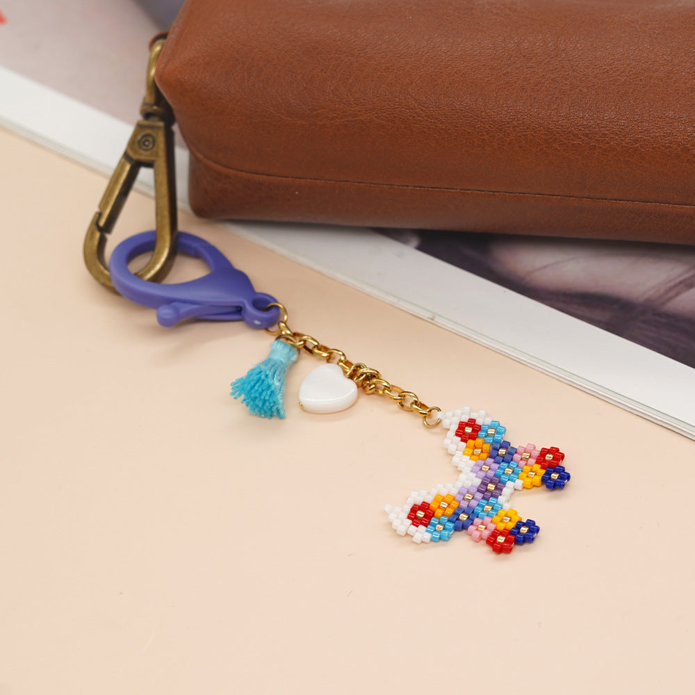 Wholesale Little Yellow Duck Rice Beads Weaving Resin Keychain