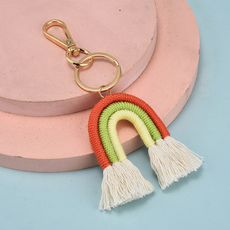 Wholesale Hand Woven Rainbow Tassels Keychains