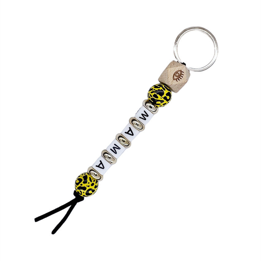 Mala Mamá Día de la Madre Leopardo Bead Bead Keychain