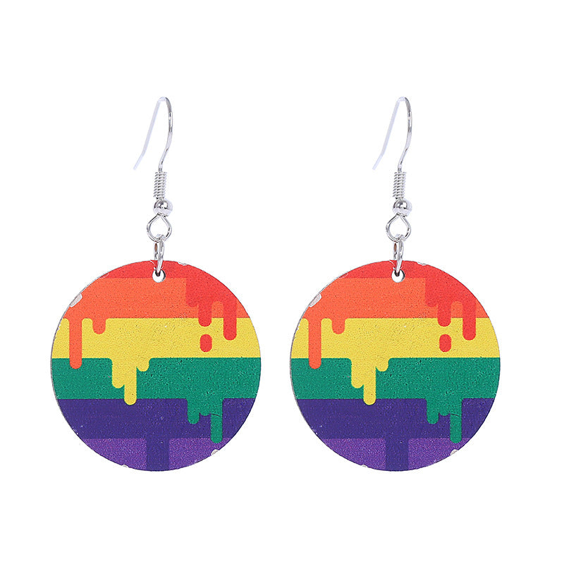 Wholesale Rainbow LGBT Collection Wood Earrings