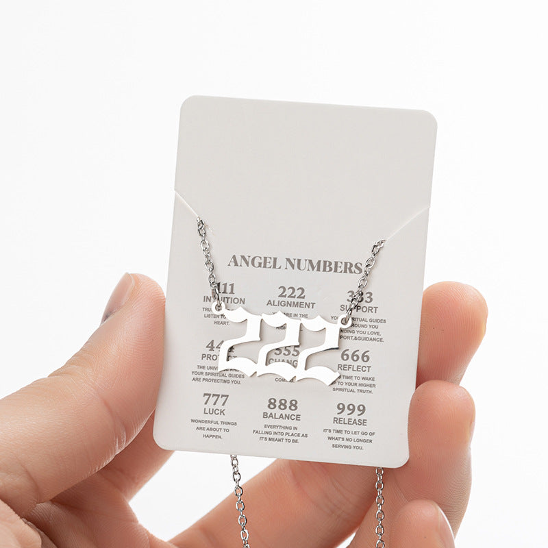Wholesale Stainless Steel Angel Lucky Number Pendant Necklace