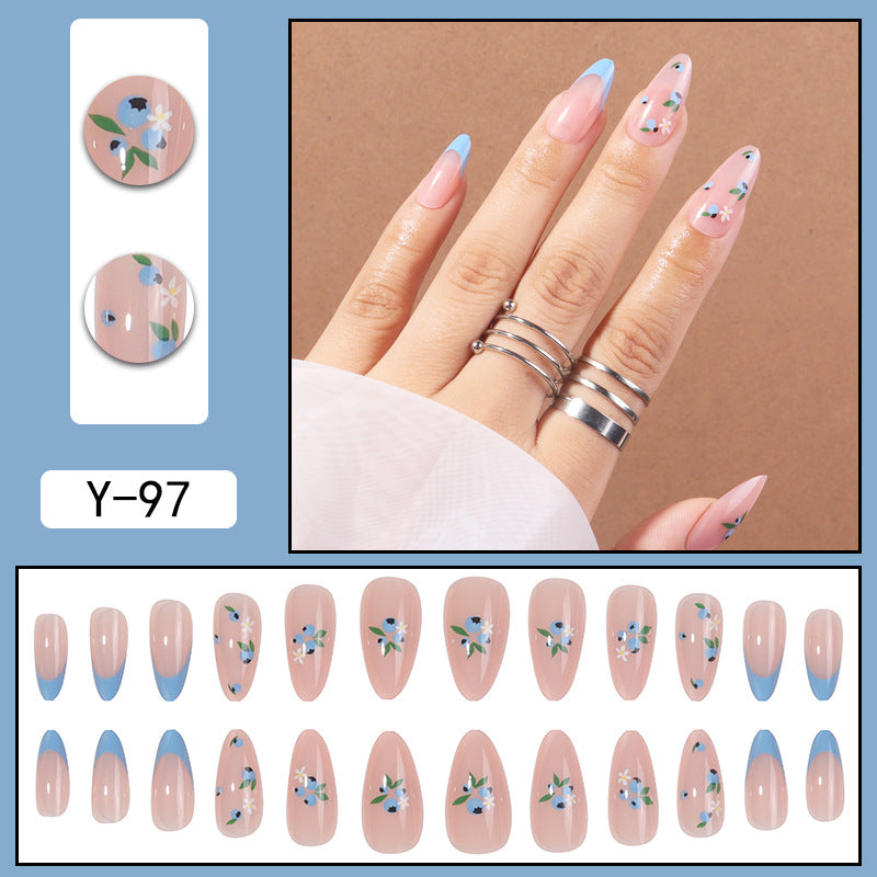 Wholesale French Blue Floral Nail Stickers