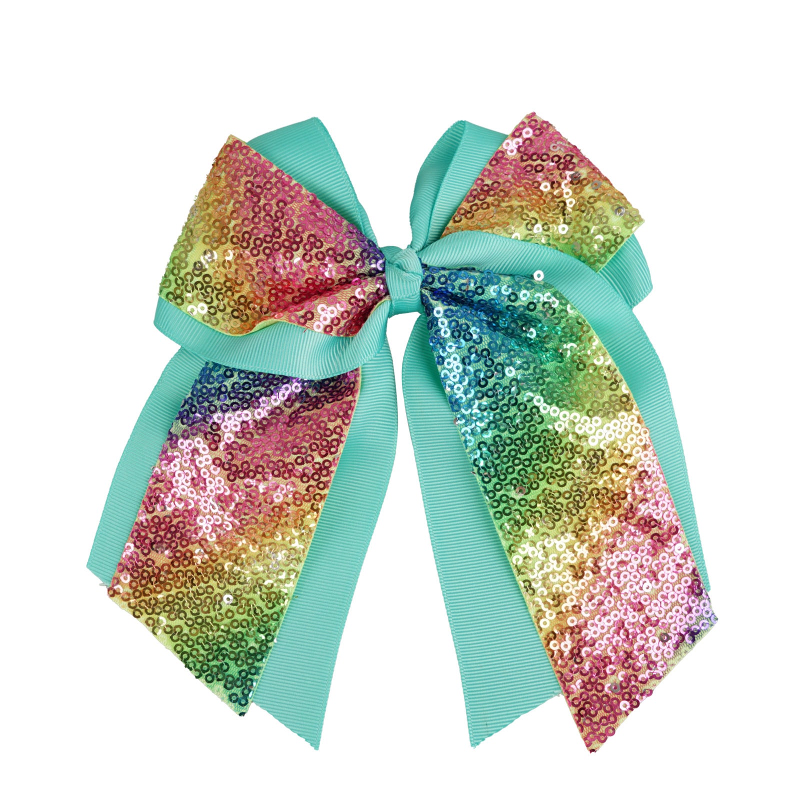 Wholesale 6inch Double Layer Large Swallowtail Sequin Bow Hair Tie