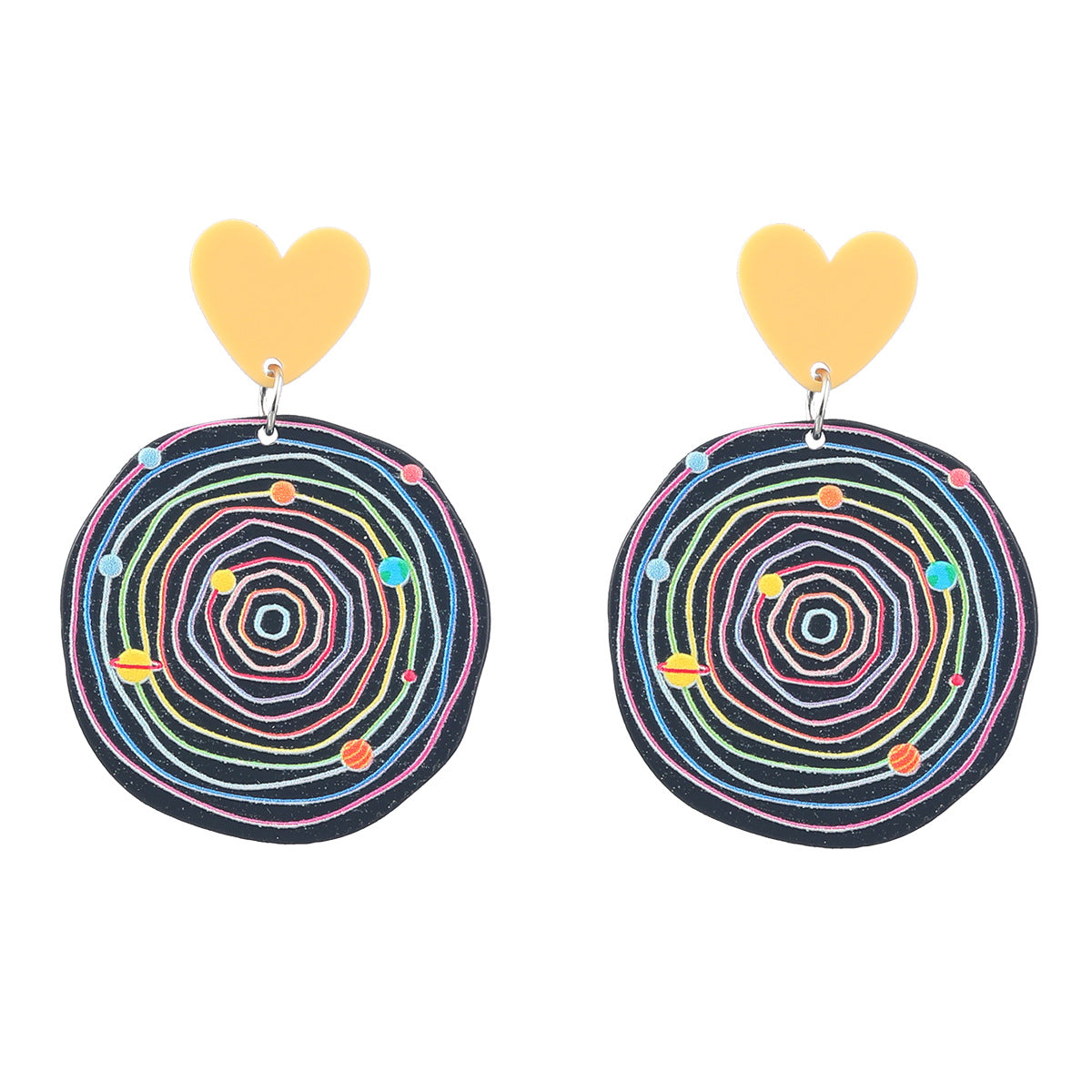 Pendientes De Placa De Ácido Acético Impreso Corazón al por mayor