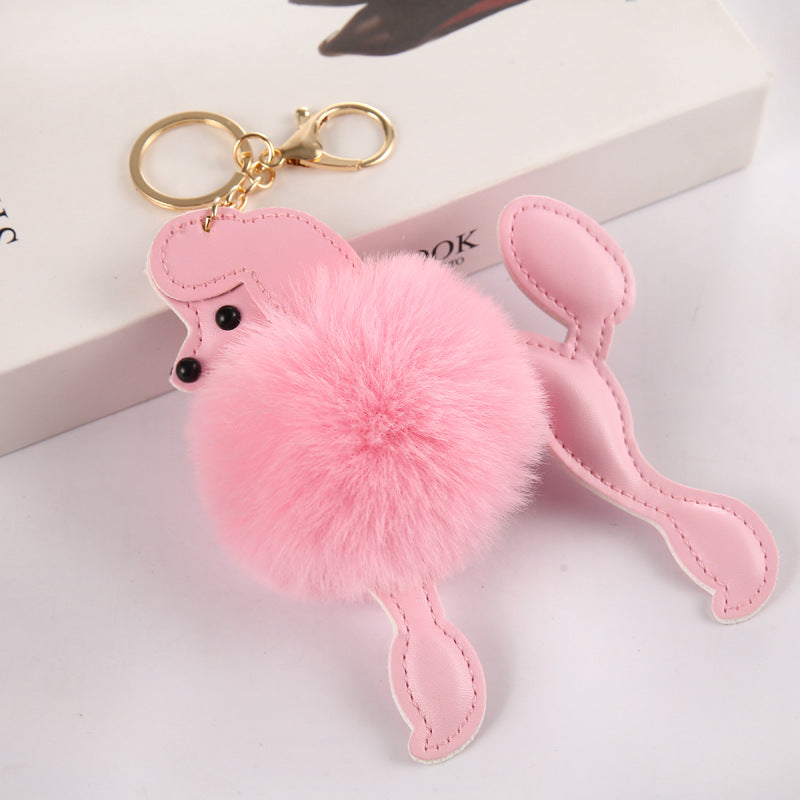 Bola de pelaje de Poodle de Poodle al por mayor Rabbit Keychains falsos